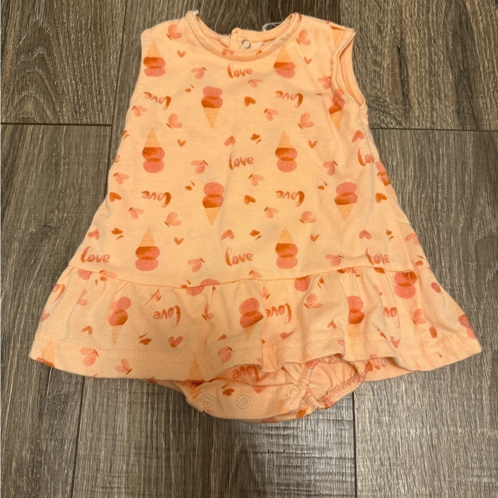 Bon Bebe Baby Girl Ice Cream Orange Dress Size 0/3 Months